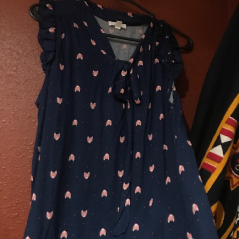 Navy blue fox blouse